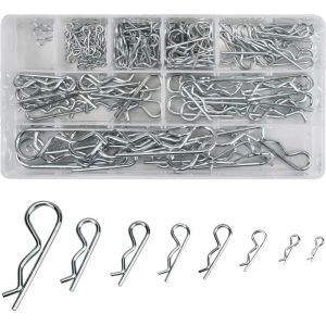 180 Pièces Goupilles Fendues, 8 Tailles R Clips Goupille de Retenue, R Forme Goupille Clips Cotter Pin, Kit D'assortiment de Goupilles Fendue avec