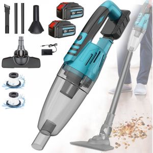 Aspirateur balai vertical 3 en 1 &ndash; Aspirateur &agrave; main sans fil pour poils d'animaux, aspirateur de voiture l&eacute;ger, 0,6 L, 2 filtres HEPA, 2 batteries