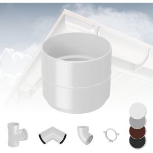 Système de gouttière - pvc plastique de 90 mm, sélection de composants Rainway 90: blanc, Douille de tuyau