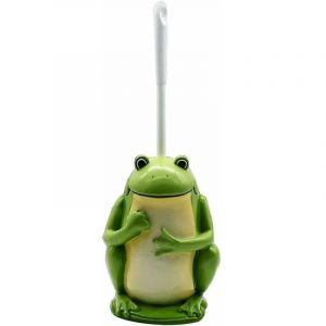Lafomukea - Brosse wc compacte en résine pour salle de bain Motif grenouille Vert,Outil de nettoyage avec base