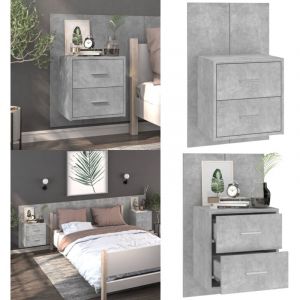 Table de chevet murale Gris béton - Table De Chevet Murale - Meuble De Chambre - Armoire De Chevet - Étagère Murale - Rangement Mural - Home & Living