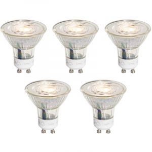 Luedd - Lot de 5 Ampoule led GU10 50mm &agrave; intensit&eacute; variable en 3&eacute;tapes en kelvins transparentes 4,9W 450lm 2000-2700K