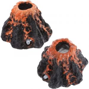 Decoration Aquarium 2 Pi&egrave;ces D&eacute;coration pour Aquarium Volcan D&eacute;coration d'Aquarium R&eacute;sine Volcan Accessoire pour Aquarium Paysager D&eacute;coration