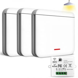 Interrupteur Sans Fil 433Mhz - 2200W/10A Interrupteur Va et Vient Sans Fil avec R&eacute;cepteur (Kit 3 interrupteurs + 1 r&eacute;cepteurs) - Contr&ocirc;le d'&Eacute;clairage