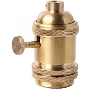 Vintage Support pour AmpouleE26 E27 Douille Culot de Lampe Avec Interrupteur en Cuivre Laiton Couleur Cuivre（dor&eacute;e）