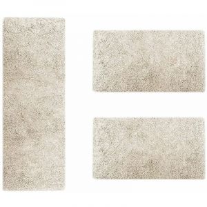 Karat - Descente de lit Barcelona Cr&egrave;me 1 tapis 80 x 300 cm + 2 tapis 80 x 150 cm