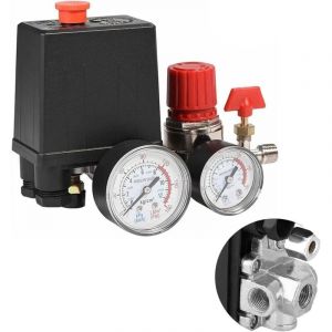 Bluedeer - Compresseur d'air pressostat valve pressostat compresseur d'air avec manomètre régulateur,Pressostat Compresseur d'air