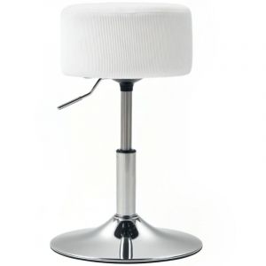 Fairwhale - Tabouret de bar velours c&ocirc;tel&eacute; blanc - Rembourr&eacute; & r&eacute;glable - Pivotant 360&deg; - Pour cuisine/salon