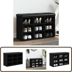 Banc à chaussures noir 82x32x50 cm bois d'ingénierie - Banc Chaussure - Meuble Entrée - Rangement Chaussures - Banc Coffre - Banc Design