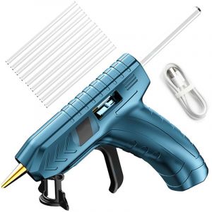 Pistolet à air chaud isolé + 10 bâtons de colle kit de pistolet à colle chaude sans fil préchauffage en 15 secondes chauffe rapidement les objets de