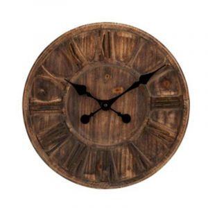 Paris Prix - Horloge Murale Bois 'Chiffres Romains' 40cm Naturel