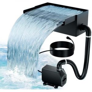 Cascade pour bassin de jardin, 31 cm, acier inoxydable, 48 W, 3 000 l/h, pompe pour bassin avec cascade, d&eacute;coration de jardin, piscine, patio,