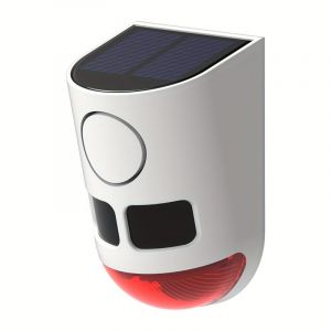 Alarme Solaire Ext&eacute;rieure avec D&eacute;tecteur de Mouvement &ndash; Sir&egrave;ne de S&eacute;curit&eacute; 129dB, Flash LED Rouge, Batterie Lithium Int&eacute;gr&eacute;e