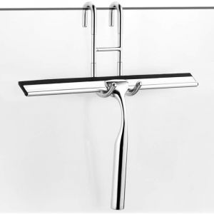 Raclette de douche en acier inoxydable 25cm Raclette de douche sans perçage Raclette à vitres avec support mural Raclette de salle de bain pour