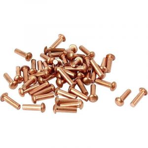 3mm x 10mm tige Boulons &agrave; t&ecirc;te plate cuivre massif Rivets Attaches Dor&eacute; Lot de 50