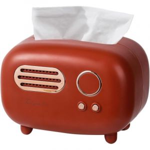 Bo&icirc;te &agrave; mouchoirs rectangulaire r&eacute;tro avec motif radio, pratique et &eacute;l&eacute;gante, adapt&eacute;e au bureau, &agrave; la cuisine et au salon - rouge