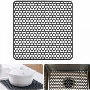 Tapis d'&eacute;vier en silicone Grille de cuisine pour &eacute;viers de ferme en acier inoxydable ou en porcelaine 34 cm x 34 cm