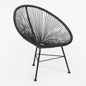 Nouveau fauteuil Acapulco en acier et osier synth&eacute;tique SKLUM Noir