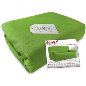 Housse de canap&eacute; universelle &eacute;lastiqu&eacute;e et r&eacute;sistante aux taches ROMA VERT 2 PLACES de cm. 110 &agrave; 170