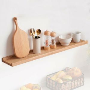 Ikodm - Etagere Murale Bois Chêne, Étagères Flottantes Étagères Murales en Bois Massif Solide pour Maison, Salon, Chambre d'enfant, Chambre, Salle de