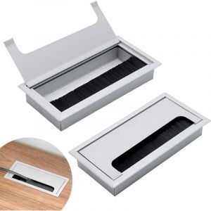 Sortie De C&acirc;ble Table En Aluminium C&acirc;ble Passe Fil Trou 2PCS Trou De Passe C&acirc;ble Couvercle Sortie De C&acirc;ble Entr&eacute;e De C&acirc;ble En Argent Pour Table