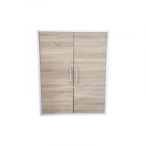 Paire de portes bibliothe'que Prima cm84x106h blanc/chene avec poigne'es