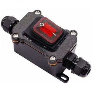 Interrupteur &agrave; bascule &eacute;tanche IP65, 220 v ca, dpst, 4 bornes avec led rouge, double entr&eacute;e et sortie, H-K062-KCD4-201N-RW-220V-LS