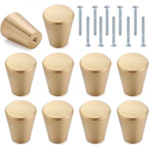 10pcs Boutons de Tiroir Bouton de Meuble 20MM Rond Poignée de Porte en Aluminium avec Vis pour Armoires Étagères Portes de Garde-Robe - Laiton