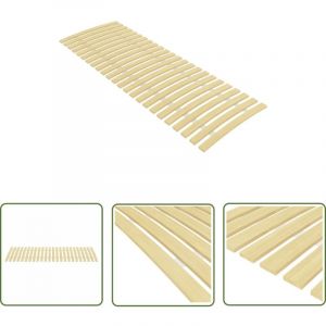 The Living Store Sommier à lattes avec 24 lattes 70x200 cm - Sommier à Lattes - Lit Plateforme - Cadre De Lit Pliable - Bois De Peuplier - Sommier