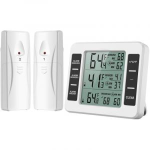 Nouvelle version du thermom&egrave;tre de r&eacute;frig&eacute;rateur, thermom&egrave;tre int&eacute;rieur et ext&eacute;rieur sans fil, capteur de temp&eacute;rature, avec alarme sonore