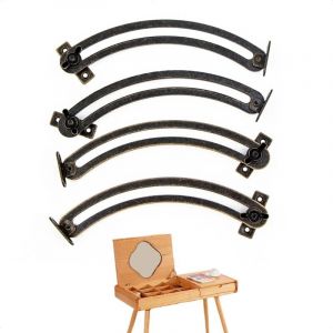 Charnière Soutien Couvercle Porte-ascenseur Support ,4 Pièces Vintage Courbé et Réglable Charniere Porte Placard pour Meuble, Armoire, Boîte à