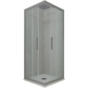 Cabine parois douche coulissante 70x90 Gris argent Kolors