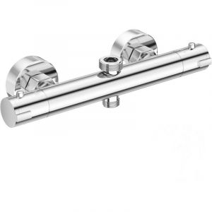 Mitigeur douche thermostatique anti‑br&ucirc;lure &ndash; Double sortie G3/4" + G1/2" &ndash; Temp&eacute;rature stable, Chrome