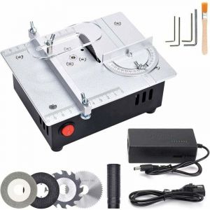 Mini scie circulaire de table, S3 miniature de pr&eacute;cision &eacute;lectrique courbe scie de table Liftable lame de scie avec profondeur de coupe r&eacute;glable 16MM