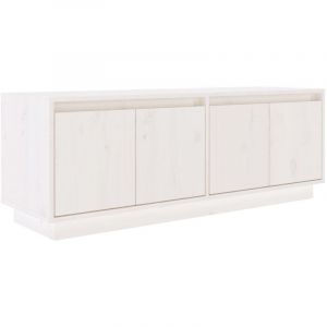 Helloshop26 - Meuble tv multimédia étagère télévision buffet téléviseur salle à manger salon chambre 110 x 34 x 40 cm bois de pin massif blanc