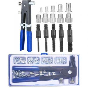 86PCS Kit d'outils pour &eacute;crous &agrave; rivets Set d'&eacute;crous &agrave; rivets aveugles Cl&eacute; &agrave; riveter &agrave; main Outil d'insertion filet&eacute; Pistolet &agrave; &eacute;crous &agrave; rivets avec