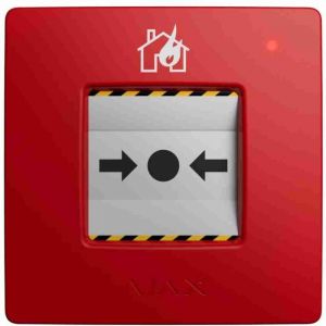 60815 - Bouton d'appel manuel (rouge) (8EU) asp, Bouton mural sans fil pour l'activation manuelle de l'alarme incendie - Ajax