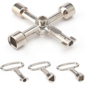 cl&eacute; armoire electrique &agrave; 6 voies, cle triangle 8 mm, clef triangle, cl&eacute;s 3 et 4 pans, cl&eacute; triangle poubelle, cl&eacute; universelle, cle pompier, cle carre,