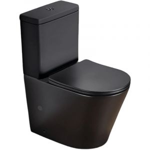 Swiss Aqua Technologies Infinitio WC &agrave; poser complet en c&eacute;ramique avec abattant SoftClose, noir mat (SATINF031VPSNBKM)