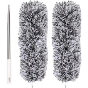 Plumeau Extensible en Microfibre avec Perche télescopique en Acier 110 po et tête Nettoyage Pliable Plumeau Plafond Lavable
