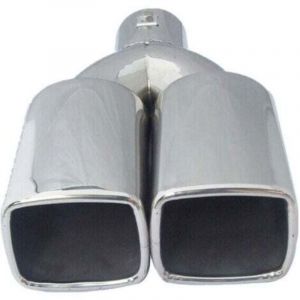 RHG Embout de silencieux d'&eacute;chappement de voiture, 1 pi&egrave;ce, double tuyau carr&eacute; carr&eacute;, en acier inoxydable chrom&eacute;, entr&eacute;e 2.5 pouces US