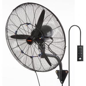 Ventilateur brumisateur mural, 61,6 cm, ventilateur industriel oscillant etanche, 3 vitesses, 7000 cfm, ventilateur commercial ou residentiel pour