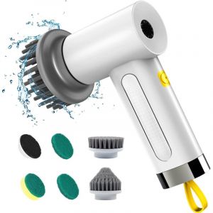 Brosse de nettoyage &eacute;lectrique, Spin Scrubber pour salle de bain et joints, brosse de nettoyage pour la maison avec 5 t&ecirc;tes de brosse, 2 modes,