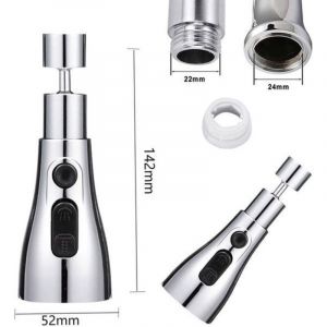 Ohjijinn - Mousseur et brise-jet pour robinet R&eacute;duction Douchette Robinet Cuisine 3 Modes- 360 Degres Embout pour Robinet Cuisine, Tete de Robinet,