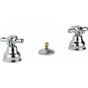 Paffoni - Robinet pour bidet 3 trous couleur chrome-or avec double levier iris IRV116CO chromè-or - Iris
