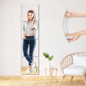Sollbry - Miroir mural incassable, carreaux de miroir pleine longueur, 4 miroirs pour tout-petits, miroir pour enfants, miroir mural, miroir mural