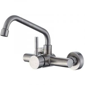 Robinet Mural pour Evier Cuisine, Mitigeur Cuisine en Acier Inoxydable 304, Robinet Cuisine avec Bec Rotatif