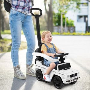 Maisonchic - Voiture &agrave; Pousser pour Enfant sous Licence Poussette pour Tout-petit avec Auvent R&eacute;glable Garde-corps et Klaxon pour 1-3 Ans Blanc