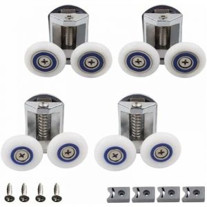 Roue Porte Douche, 4 Pièces Douche Douche Double Roues Porte, Roulette Porte Douche, Rouleau Cabine Douche Salle Bain, Peut Etre Utilisé pour