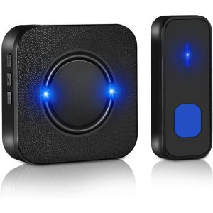Sonnette Sans Fil Exterieur Etanche,Kit d'un R&eacute;cepteur et d'un Emetteur,IP55 Etanche Carillon 300 m,55 M&eacute;lodies et 5 Niveaux de Volume Sonnerie